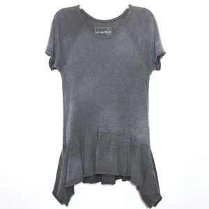 We the Free People Burnout Peplum Tee XS Gray